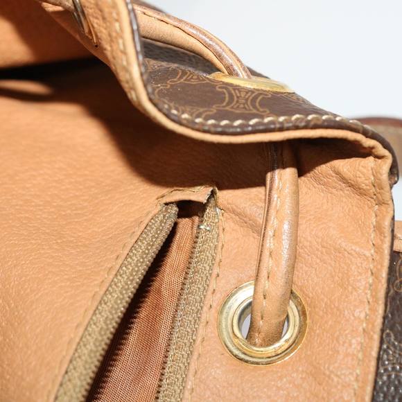 CELINE Macadam Canvas Backpack PVC Leather Brown Auth bs6391 - Picture 11 of 16